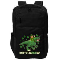 Happy St PaTREX Day Leprechaun Riding T-Rex Dinosaur Impact Tech Backpack