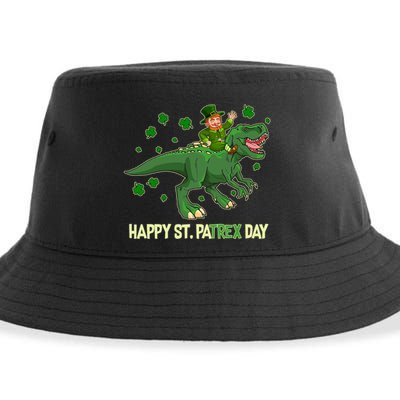 Happy St PaTREX Day Leprechaun Riding T-Rex Dinosaur Sustainable Bucket Hat
