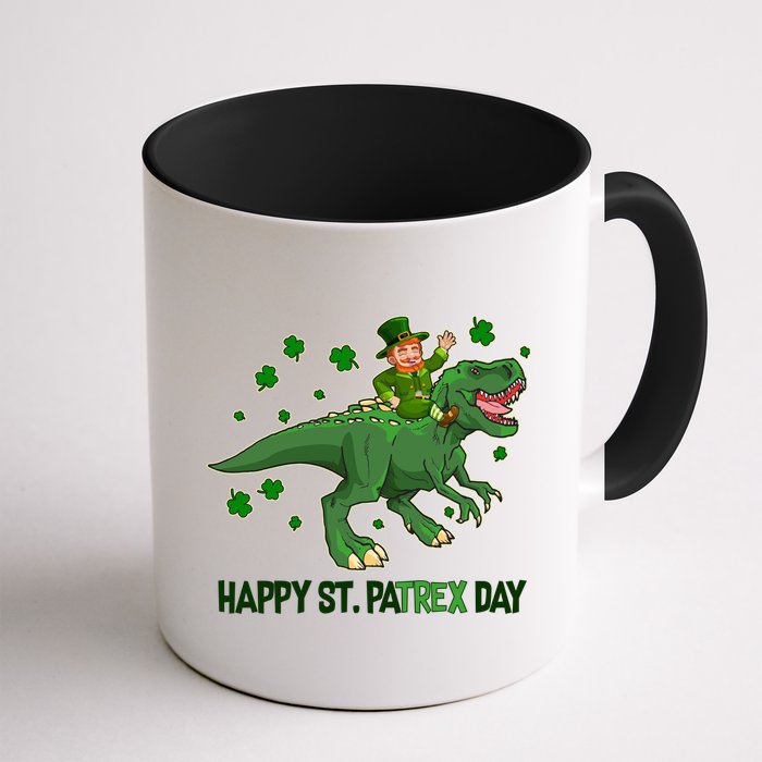 Happy St PaTREX Day Leprechaun Riding T-Rex Dinosaur Mug
