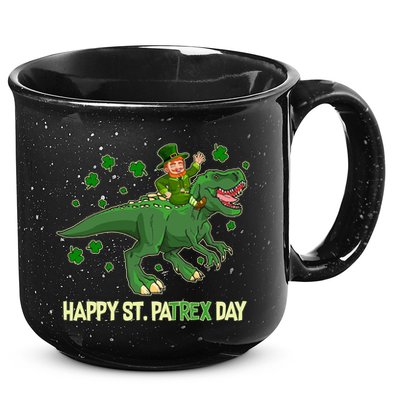 Happy St PaTREX Day Leprechaun Riding T-Rex Dinosaur 15oz Campfire Ceramic Mug