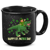 Happy St PaTREX Day Leprechaun Riding T-Rex Dinosaur 15oz Campfire Ceramic Mug