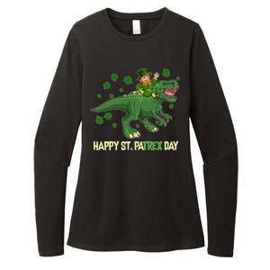 Happy St PaTREX Day Leprechaun Riding T-Rex Dinosaur Womens CVC Long Sleeve Shirt