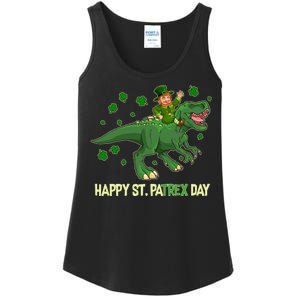 Happy St PaTREX Day Leprechaun Riding T-Rex Dinosaur Ladies Essential Tank