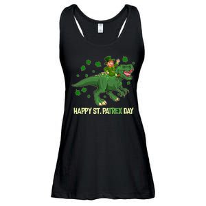 Happy St PaTREX Day Leprechaun Riding T-Rex Dinosaur Ladies Essential Flowy Tank