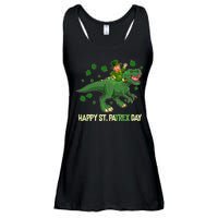 Happy St PaTREX Day Leprechaun Riding T-Rex Dinosaur Ladies Essential Flowy Tank