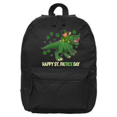 Happy St PaTREX Day Leprechaun Riding T-Rex Dinosaur 16 in Basic Backpack