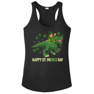 Happy St PaTREX Day Leprechaun Riding T-Rex Dinosaur Ladies PosiCharge Competitor Racerback Tank