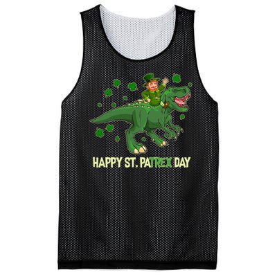 Happy St PaTREX Day Leprechaun Riding T-Rex Dinosaur Mesh Reversible Basketball Jersey Tank