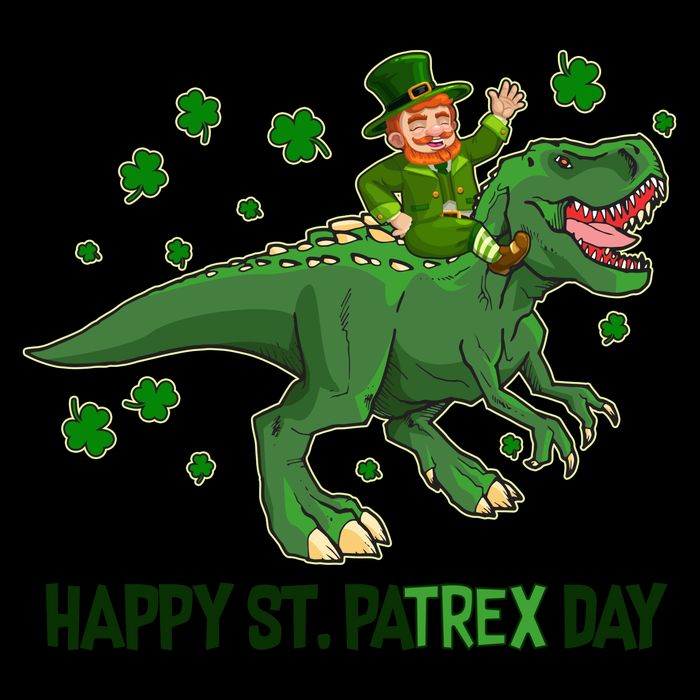 Happy St PaTREX Day Leprechaun Riding T-Rex Dinosaur 16oz Travel Tumbler