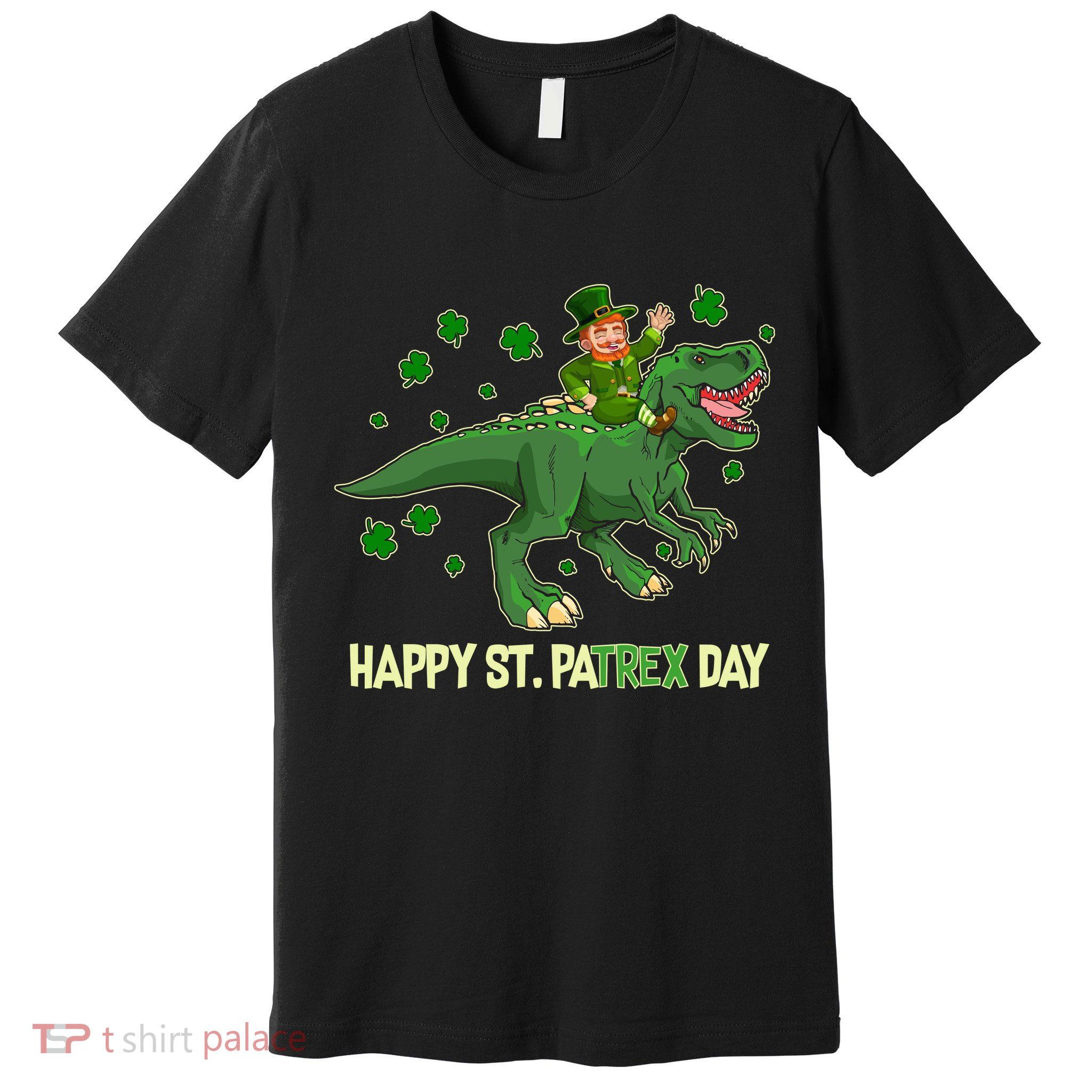 Happy St PaTREX Day Leprechaun Riding T-Rex Dinosaur Premium T-Shirt