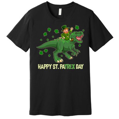 Happy St PaTREX Day Leprechaun Riding T-Rex Dinosaur Premium T-Shirt