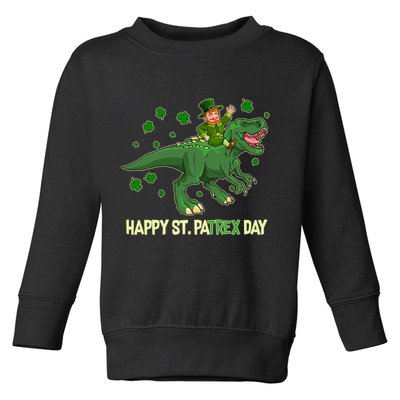 Happy St PaTREX Day Leprechaun Riding T-Rex Dinosaur Toddler Sweatshirt