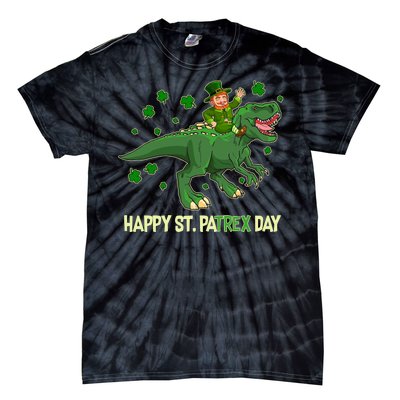 Happy St PaTREX Day Leprechaun Riding T-Rex Dinosaur Tie-Dye T-Shirt