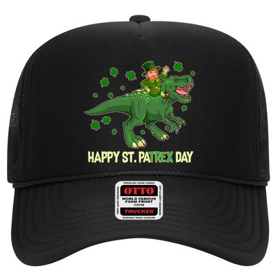 Happy St PaTREX Day Leprechaun Riding T-Rex Dinosaur Trucker Hat