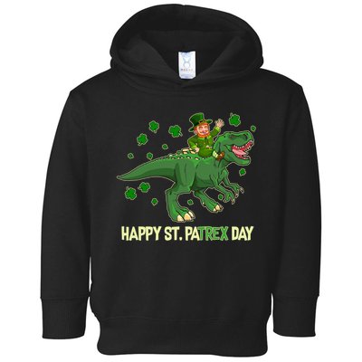 Happy St PaTREX Day Leprechaun Riding T-Rex Dinosaur Toddler Hoodie