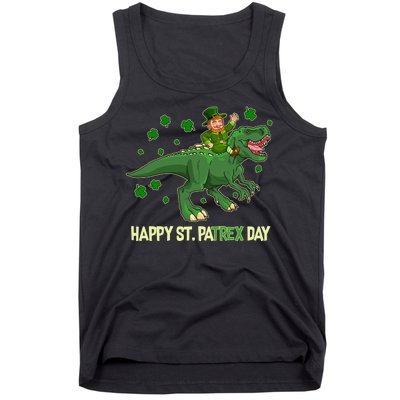 Happy St PaTREX Day Leprechaun Riding T-Rex Dinosaur Tank Top