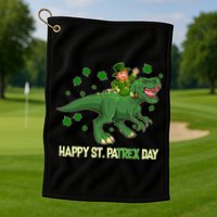 Happy St PaTREX Day Leprechaun Riding T-Rex Dinosaur Golf Towel