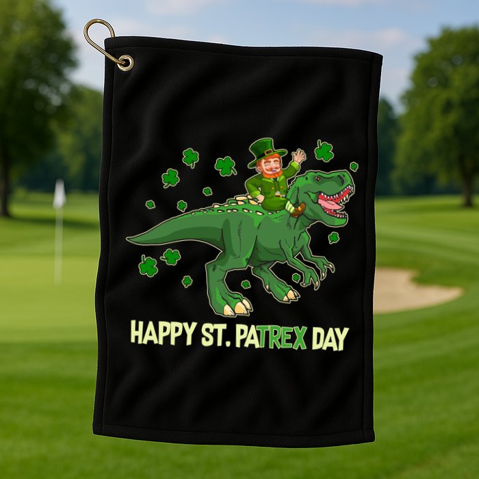 Happy St PaTREX Day Leprechaun Riding T-Rex Dinosaur Golf Towel