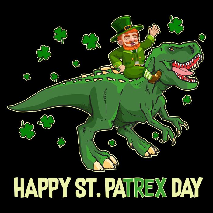 Happy St PaTREX Day Leprechaun Riding T-Rex Dinosaur Womens T-Shirt