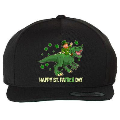 Happy St PaTREX Day Leprechaun Riding T-Rex Dinosaur Wool Snapback Cap
