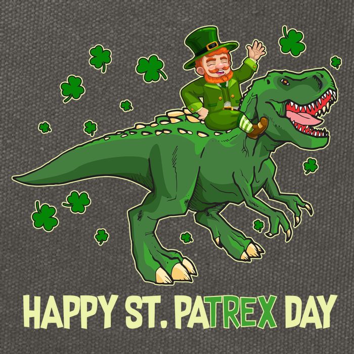 Happy St PaTREX Day Leprechaun Riding T-Rex Dinosaur Cotton Canvas Backpack