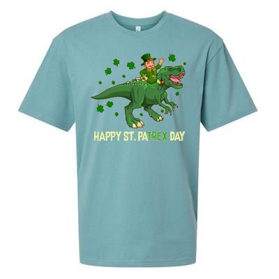 Happy St PaTREX Day Leprechaun Riding T-Rex Dinosaur Sueded Cloud Jersey T-Shirt