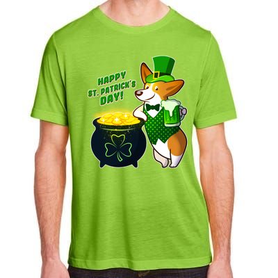 Happy St Patrick's Day Corgi Adult ChromaSoft Performance T-Shirt