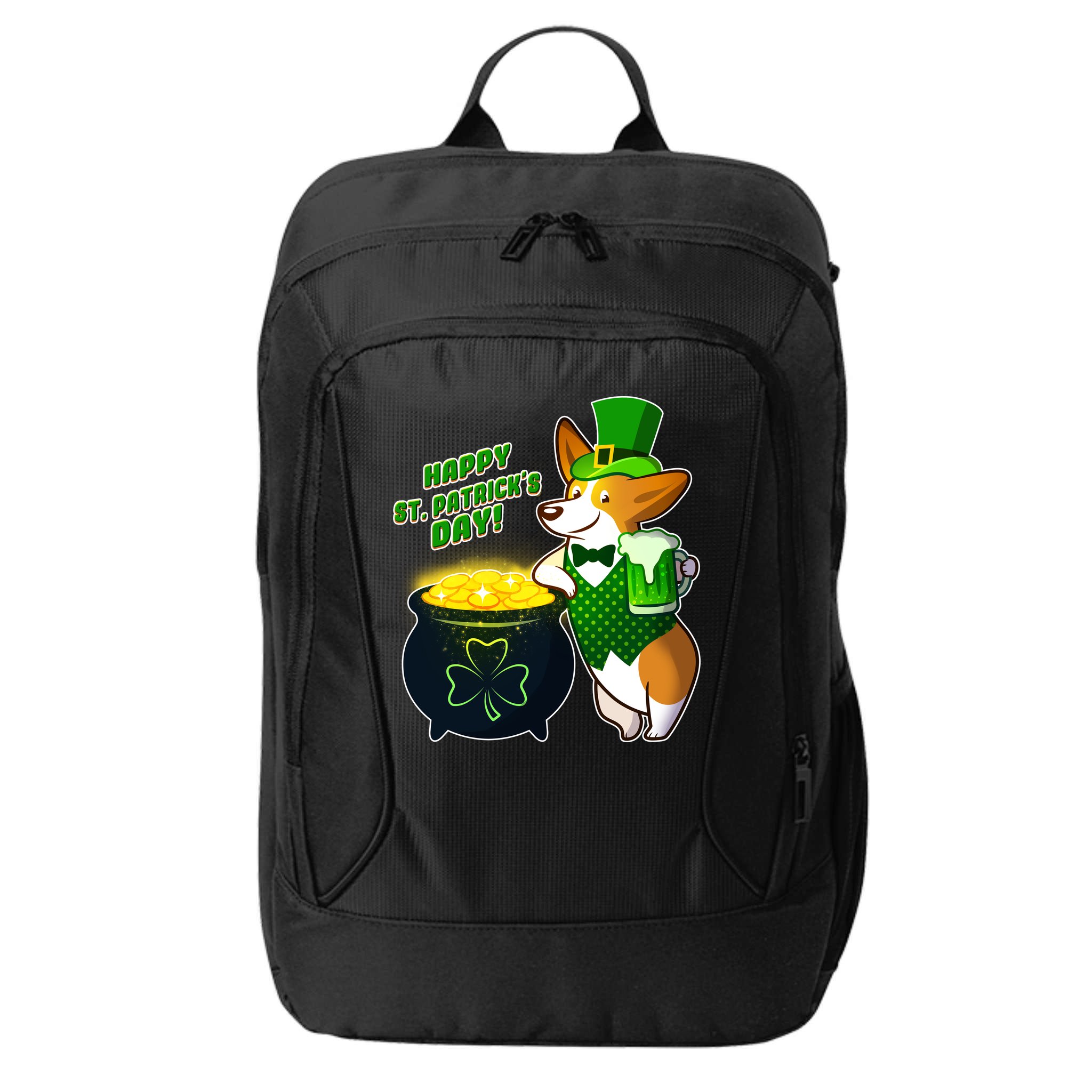 Happy St Patrick's Day Corgi City Backpack