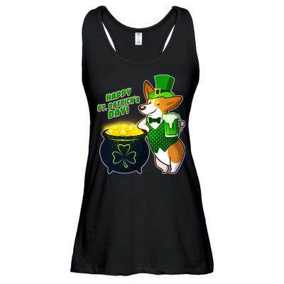 Happy St Patrick's Day Corgi Ladies Essential Flowy Tank