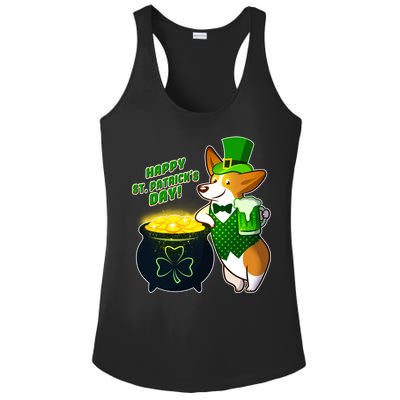 Happy St Patrick's Day Corgi Ladies PosiCharge Competitor Racerback Tank