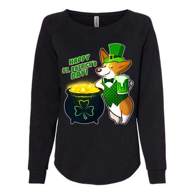 Happy St Patrick's Day Corgi Womens California Wash Sweatshirt