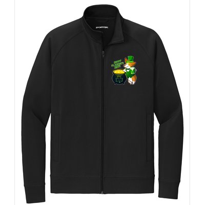 Happy St Patrick's Day Corgi Stretch Full-Zip Cadet Jacket