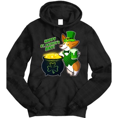 Happy St Patrick's Day Corgi Tie Dye Hoodie