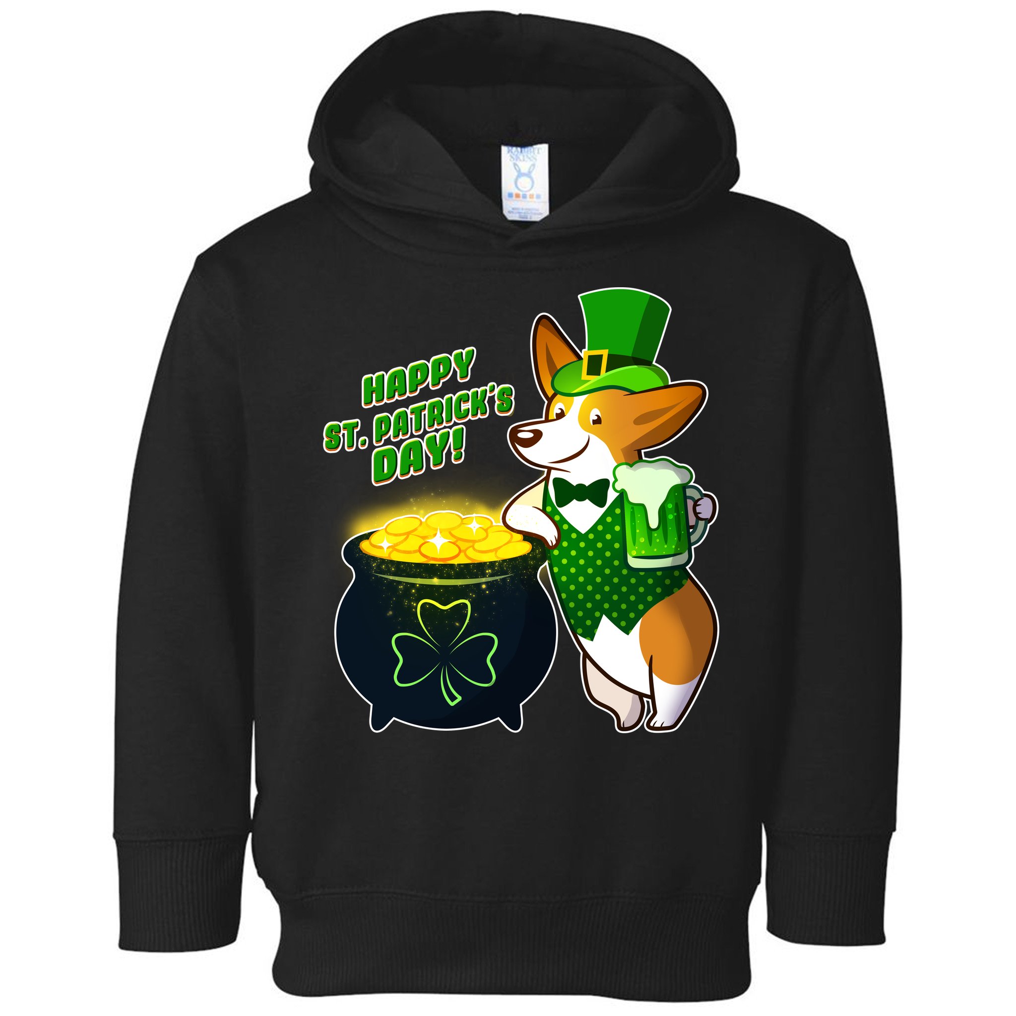 Happy St Patrick's Day Corgi Toddler Hoodie