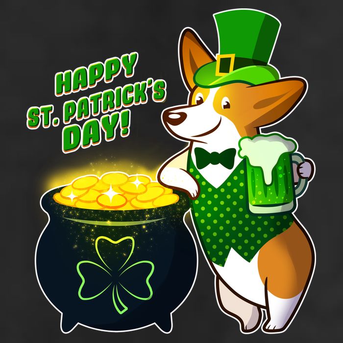 Happy St Patrick's Day Corgi Golf Towel