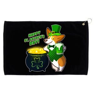 Happy St Patrick's Day Corgi Grommeted Golf Towel