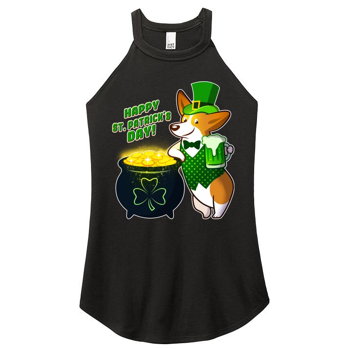 Happy St Patrick's Day Corgi Women's Perfect Tri Rocker Tank