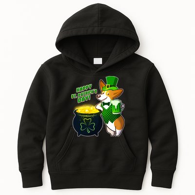 Happy St Patrick's Day Corgi Kids Hoodie