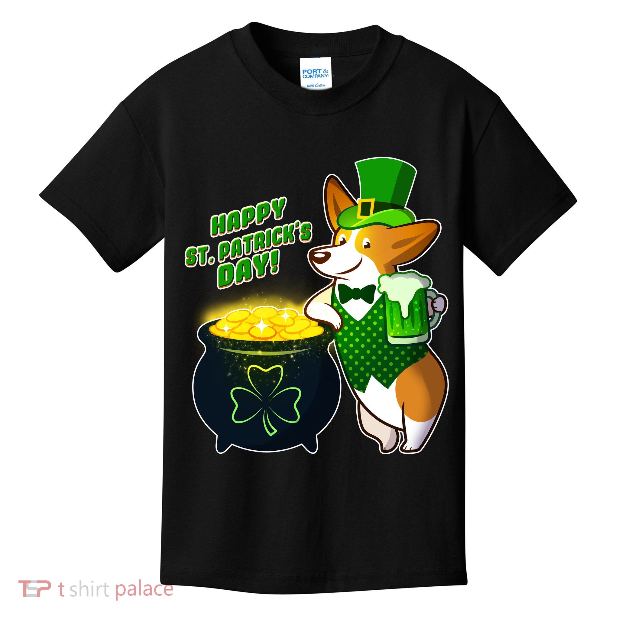 Happy St Patrick's Day Corgi Kids T-Shirt