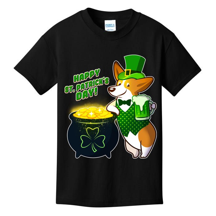Happy St Patrick's Day Corgi Kids T-Shirt
