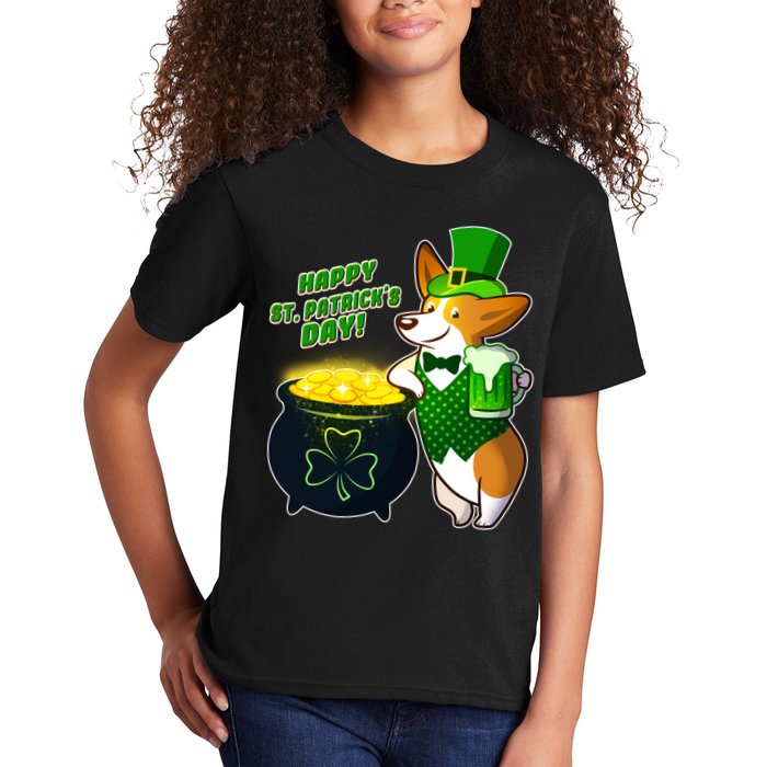 Happy St Patrick's Day Corgi Kids T-Shirt