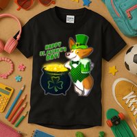 Happy St Patrick's Day Corgi Kids T-Shirt