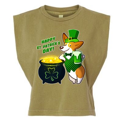 Happy St Patrick's Day Corgi Garment-Dyed Women's Muscle Tee