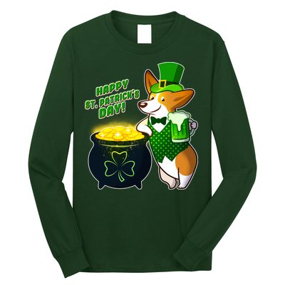 Happy St Patrick's Day Corgi Long Sleeve Shirt
