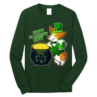 Happy St Patrick's Day Corgi Long Sleeve Shirt