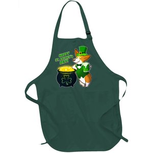 Happy St Patrick's Day Corgi Full-Length Apron With Pockets