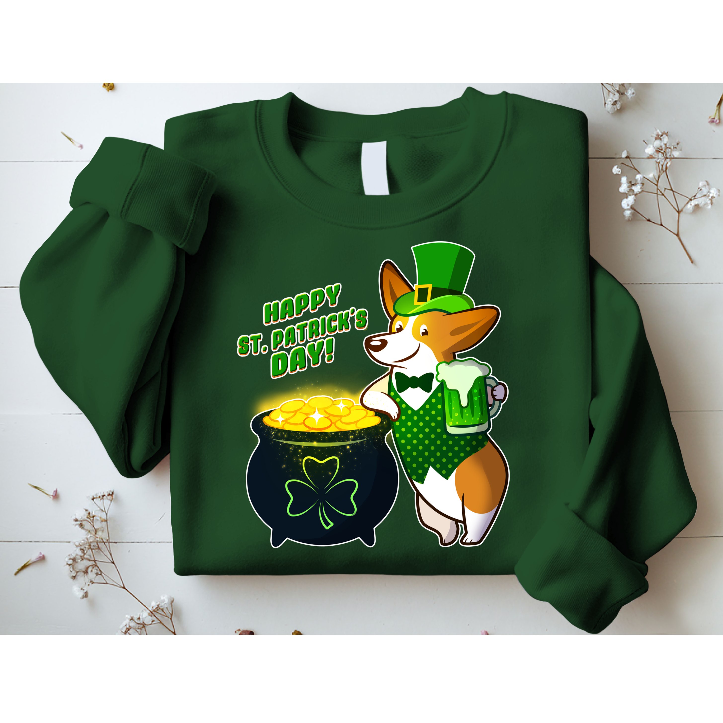 Happy St Patrick's Day Corgi Sweatshirt