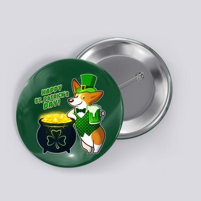 Happy St Patrick's Day Corgi Button