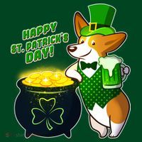 Happy St Patrick's Day Corgi Button