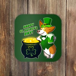 Happy St Patrick's Day Corgi Coaster